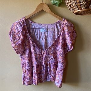 Wolfe// hippie cropped peasant sleeve top